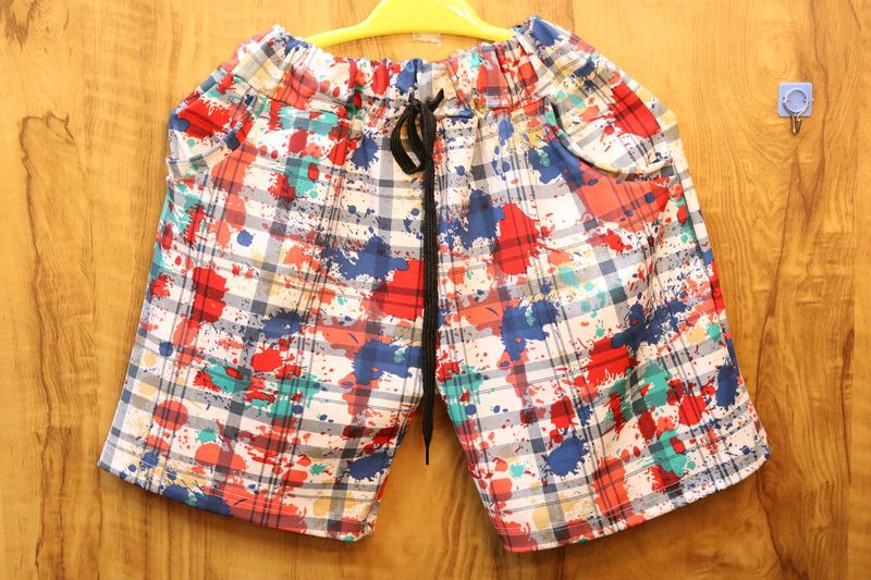 Colorful Plaid Print Drawstring Shorts