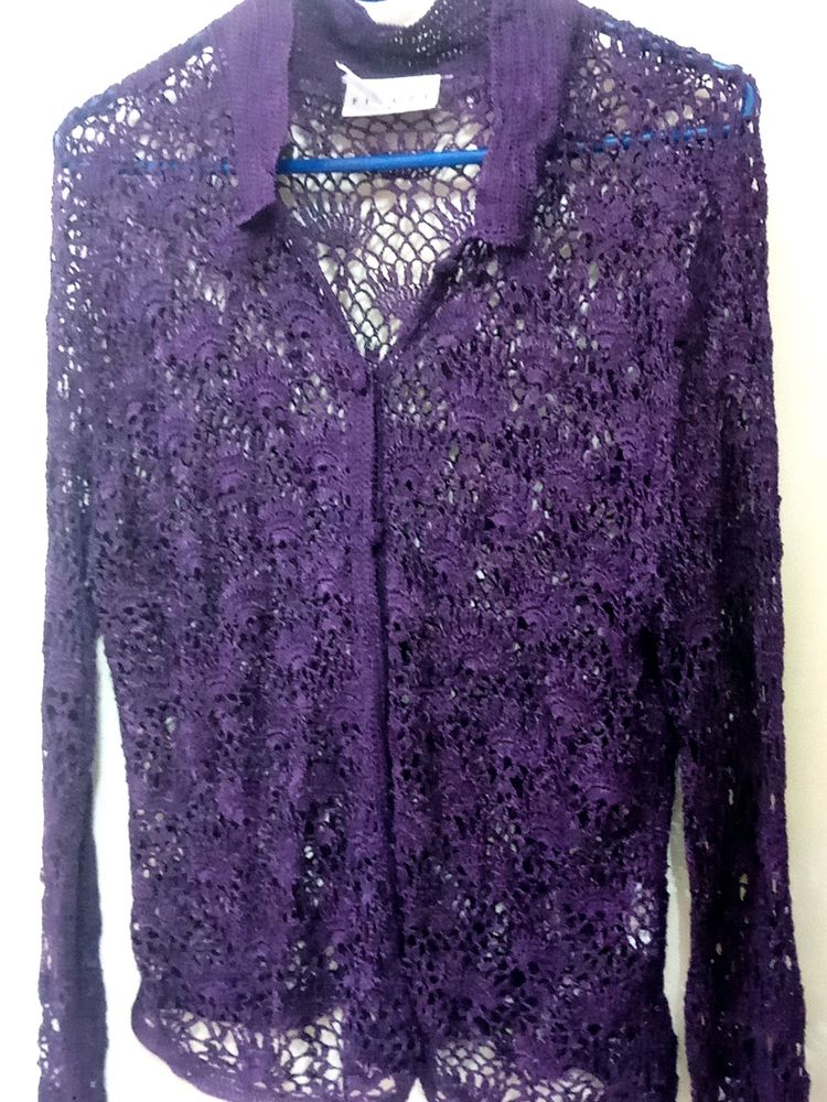 Crochet Shrug Dark Purple