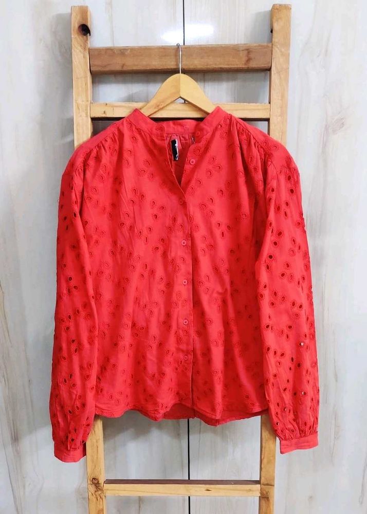 Red Embroidered Designer Top size-46-48
