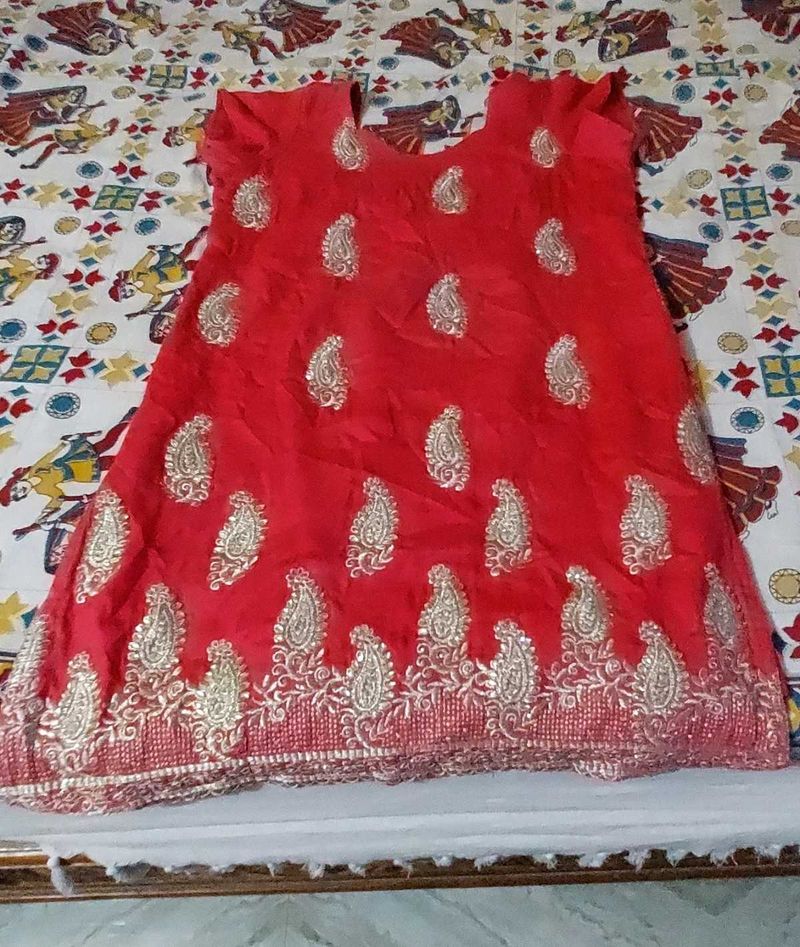 Red Embroidered Kurta Set