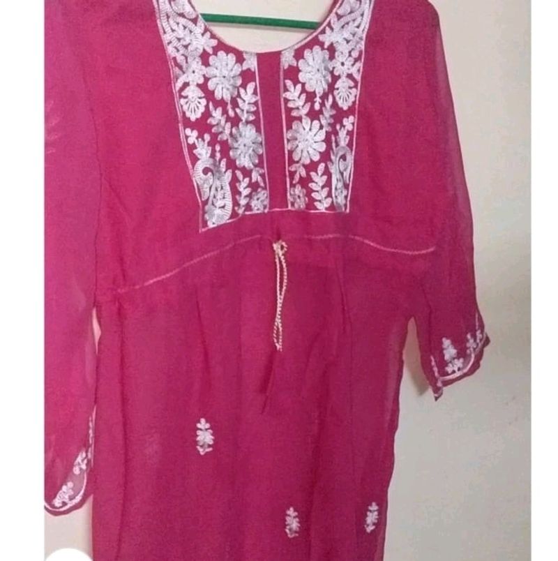 Chikankari Pink Kurti