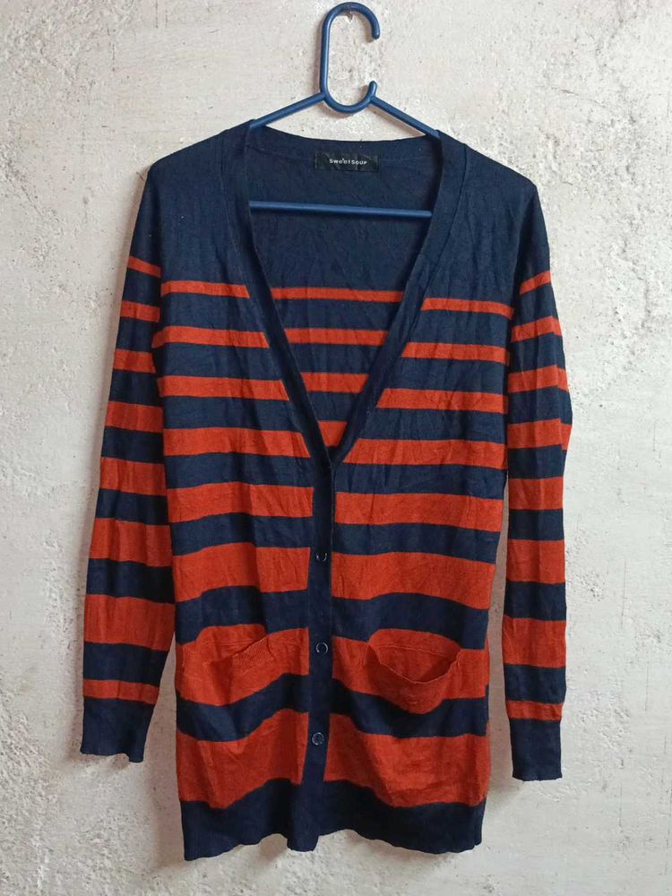 Stylish Winter Striped Cardigan Sweater