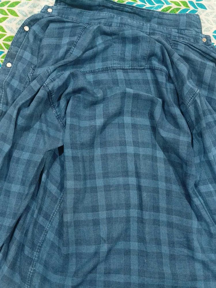 Blue Plaid Flannel Shirt