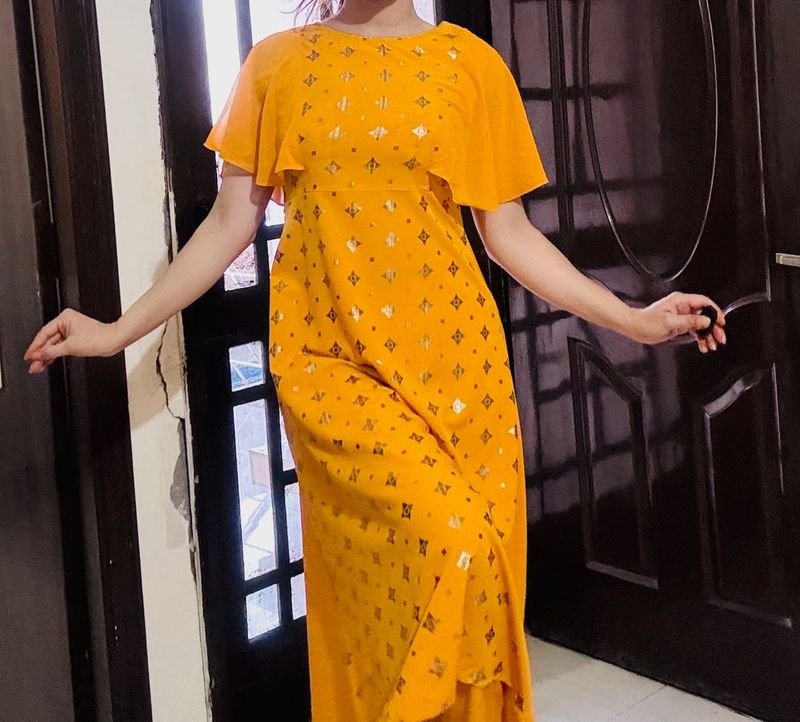 Yellow Print Maxi Dress