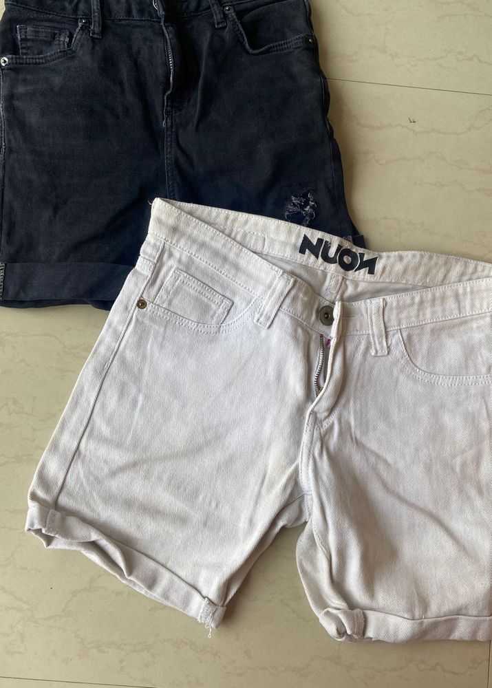 COMBO white and black denim shorts