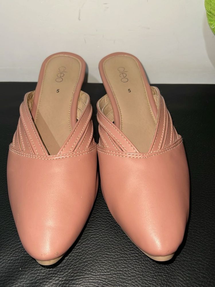 Khadims Textured Wedge Heel Mules