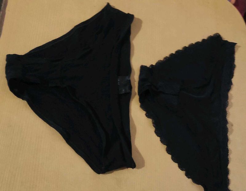 Black Lace Trim Panties - Size L. Most Comfortable