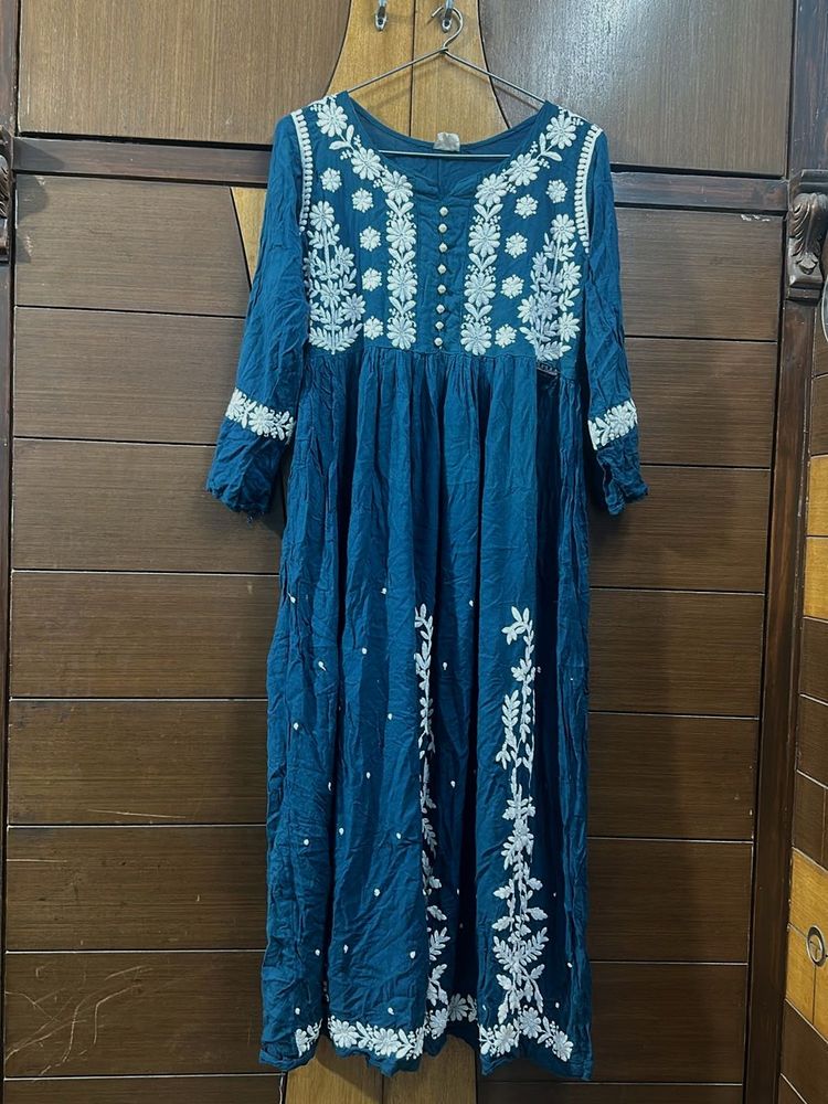 Elegant Embroidered Teal Kurta