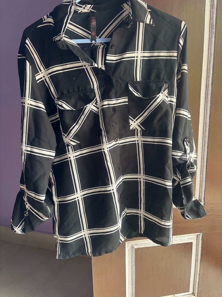 Black &amp; White Plaid Button-Down