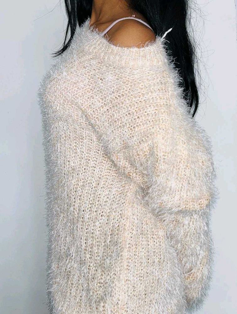 Fluffy Knit Off-Shoulder Sweater
