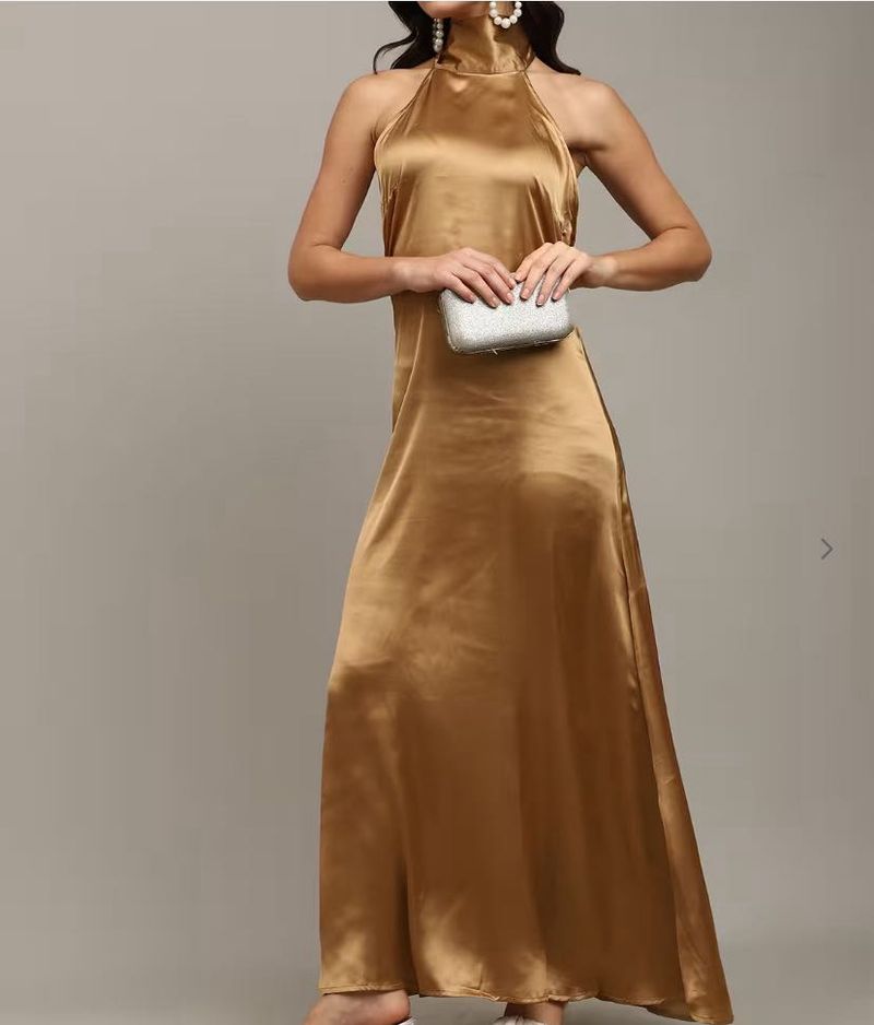 Golden Halter Maxi Dress