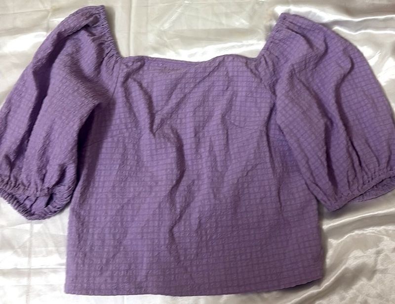 Purple Puff Sleeve Top
