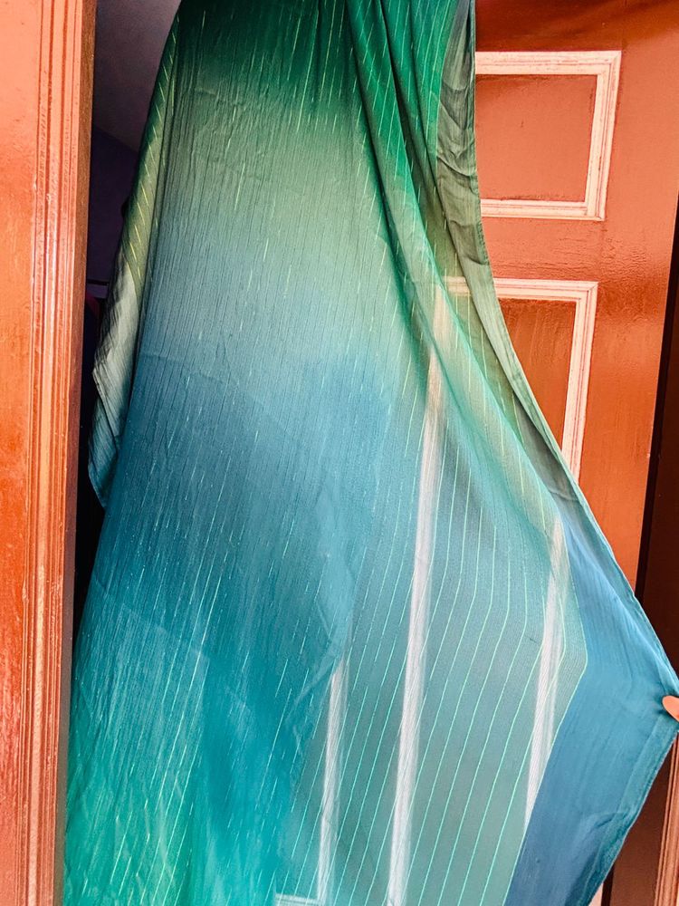 Ombre Green &amp; Blue Saree