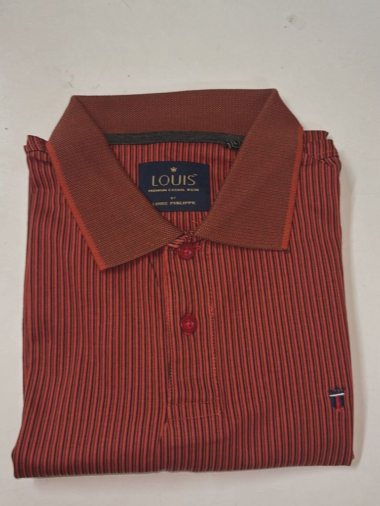 Louis Philippe -Stylish Striped Polo Shirt