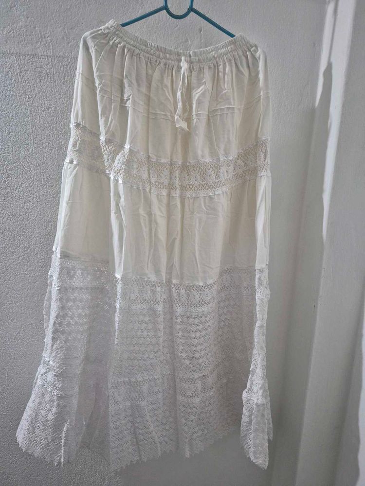 Boho Chic White Lace Skirt