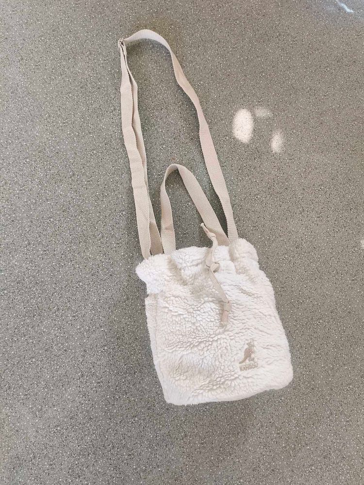 Kangol Cream Sherpa Bucket Bag