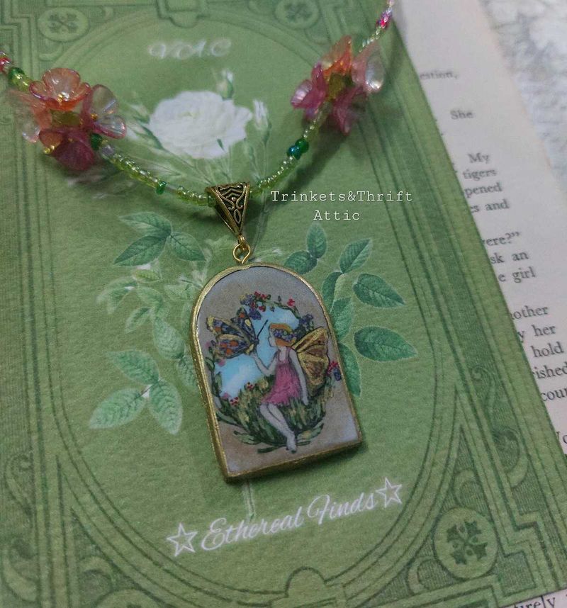 Butterfly Fairy Clay Pendant Floral Bead Necklac