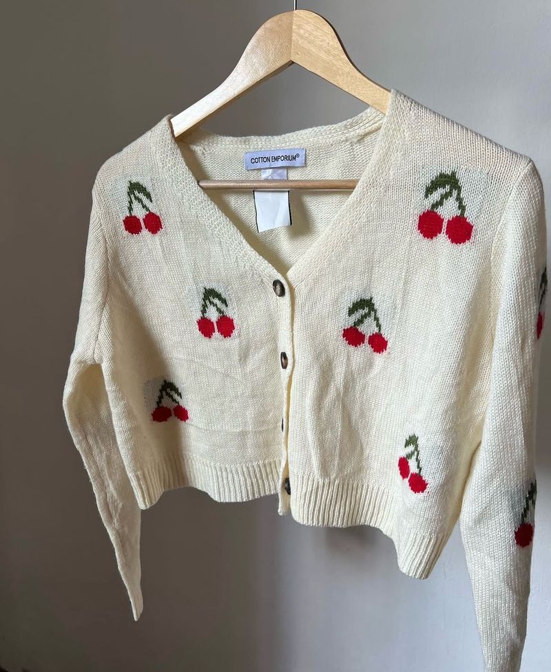 Cute Cherry Print Cardigan