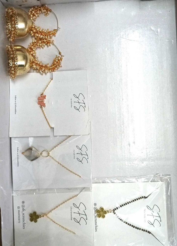 COMBO - 3 NECKLACE + 1 BRACELET +  FESTIVE JHUMKA