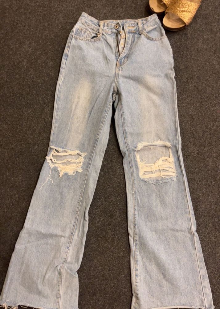 Ripped Flare Jeans