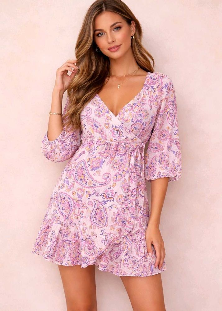 Paisley Print Wrap Dress