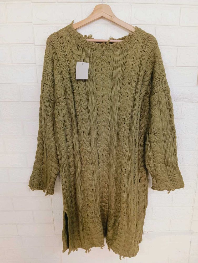 Olive Green Knit Sweater Top