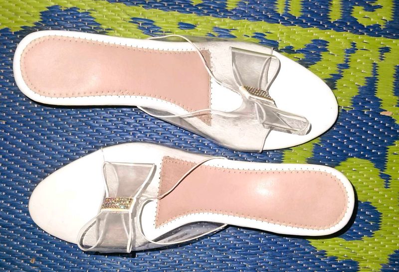 Cute White Bow Flats