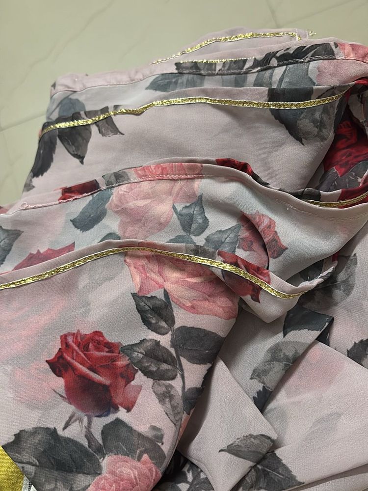 Floral Print Chiffon Scarf