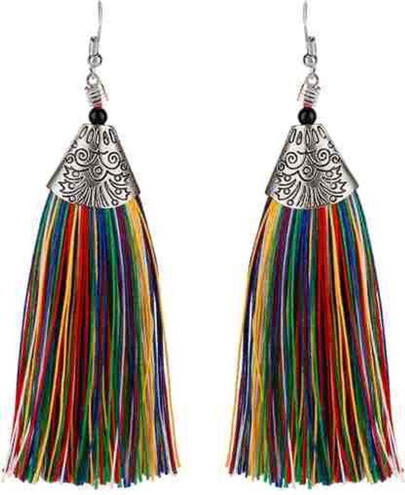Multicolored Tasil Alloy Set Earrings