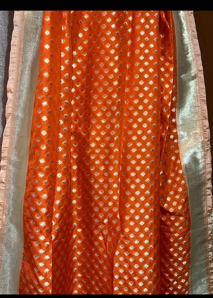 Pure Banarasi Orange &amp; Gold Dupatta