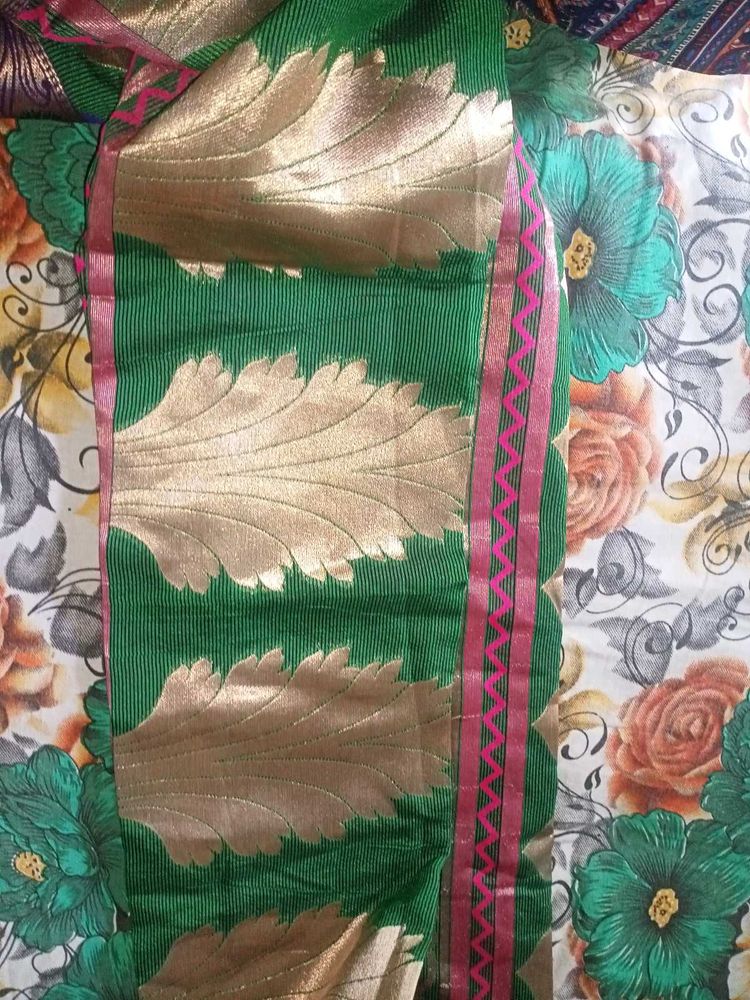 Green &amp; Gold Saree 2 Combo