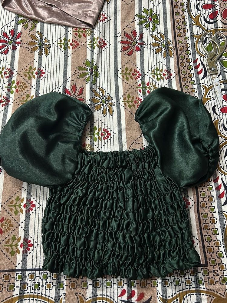 Green Puff Sleeve Top