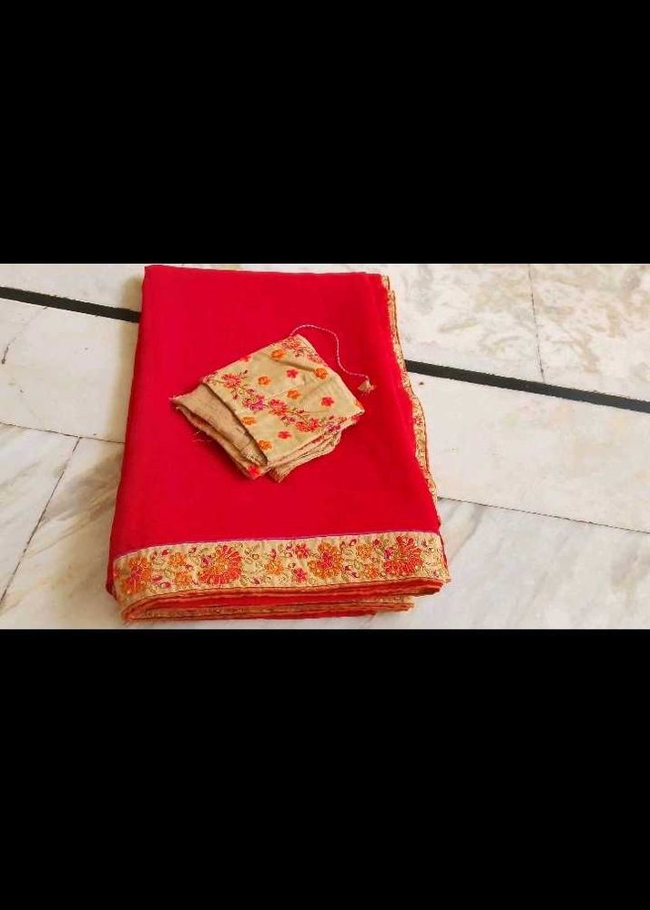 Diwali 🪔 Special Red Saree With Heavy Blouse