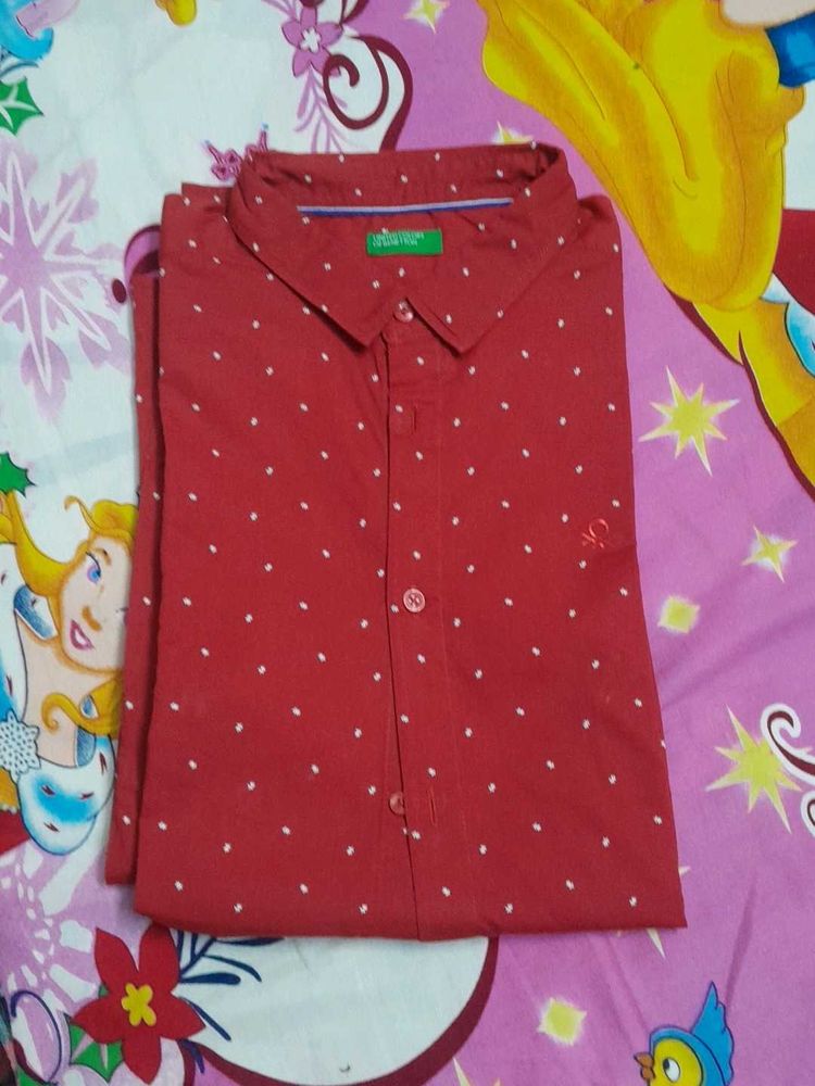Benetton Red Polka Dot Shirt