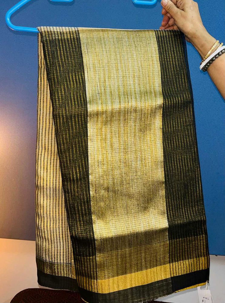 Yellow-Black Kotha Saree