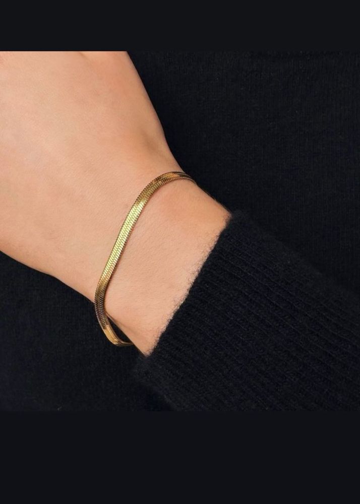 Gold Herringbone Bracelet Anti-tarnish