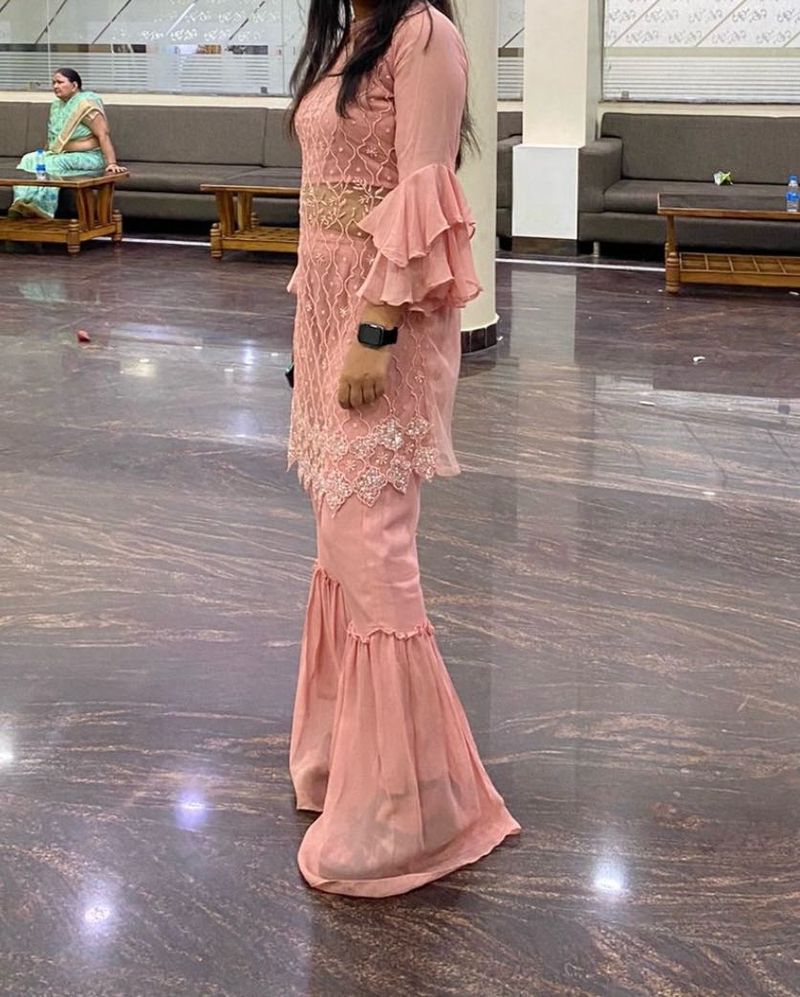 Elegant Pink Sharara Suit