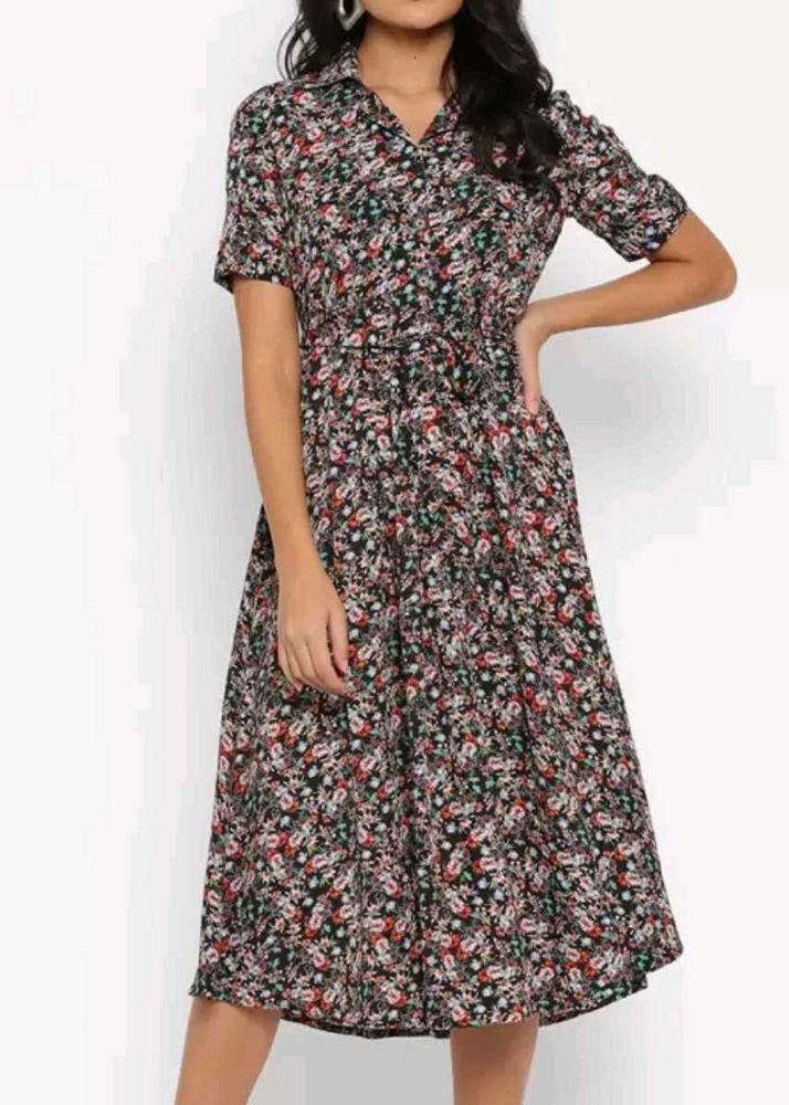 Floral Maxi Dress With Hip Belt