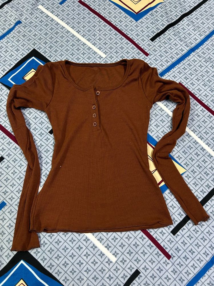 Brown Long Sleeve Top