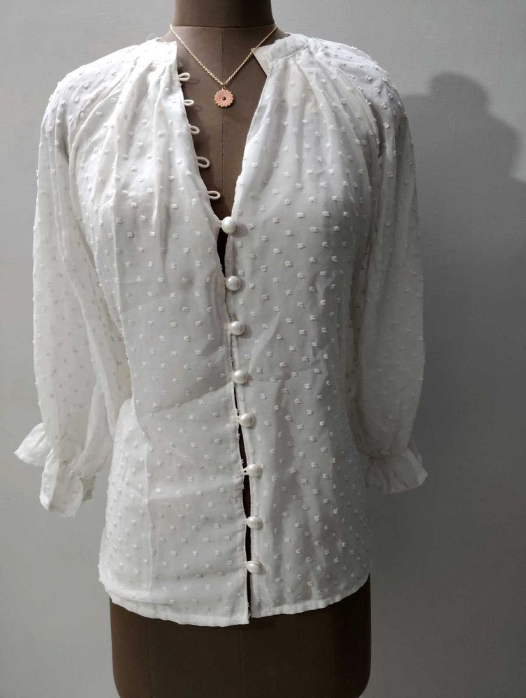 Elegant White Button-Down Top