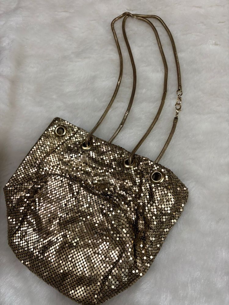 imported Gold Metal Mesh Handbag