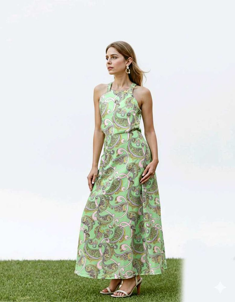 Tie-Up Paisley Print A-line Dress