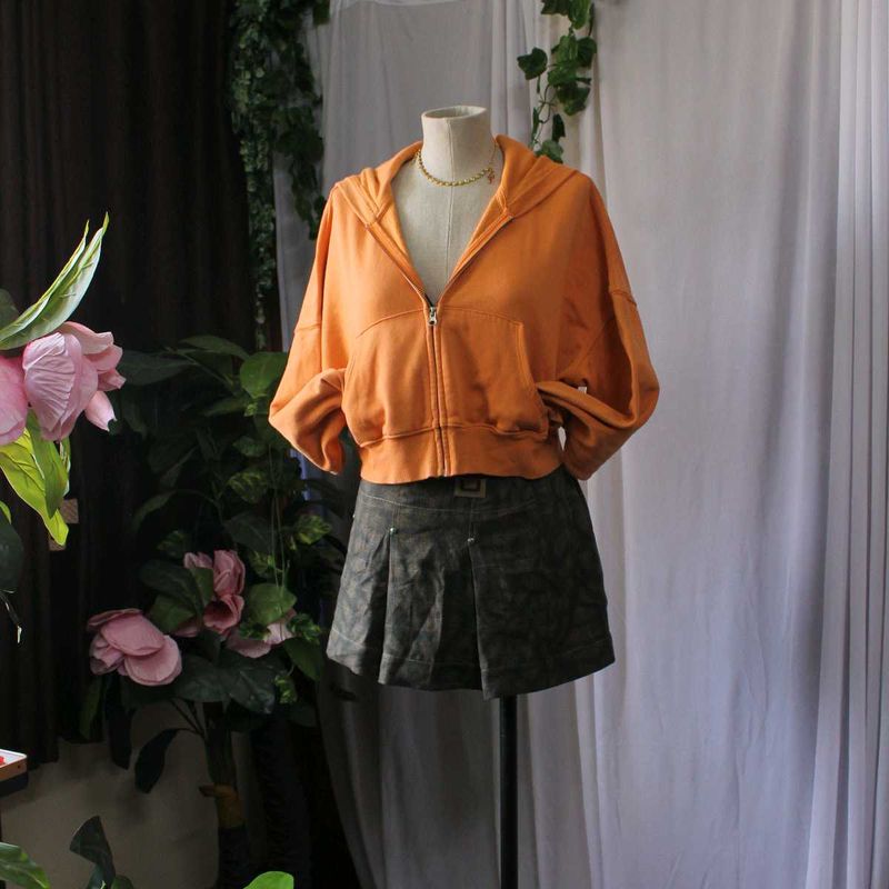 H&amp;M Light Washed Orange Cropped Hoodie
