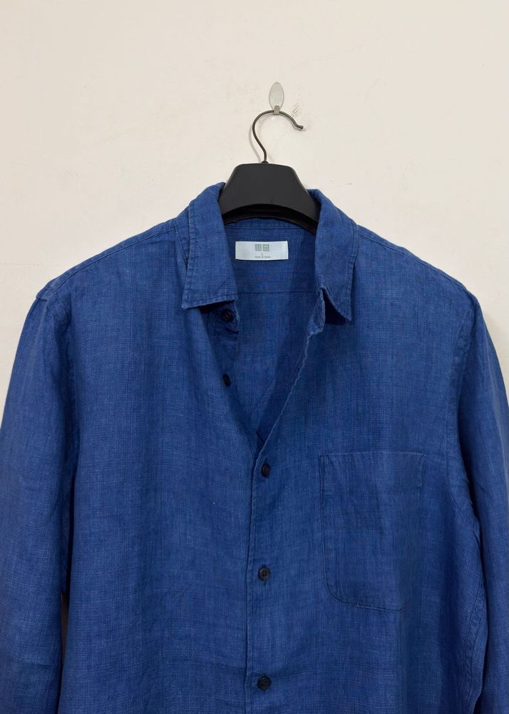 Blue Uniqlo Linen Shirt