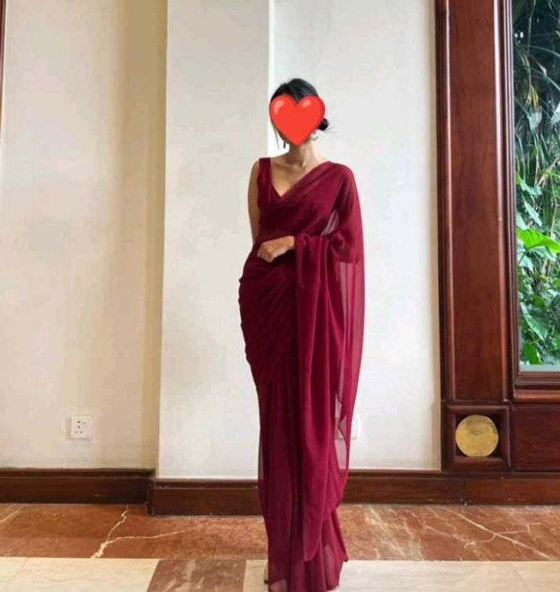 Beautiful Maroon Saree In New Condition