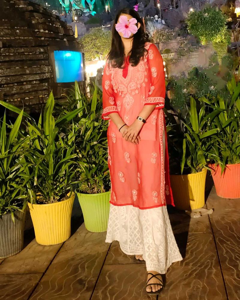 Red Lucknowi Kurta