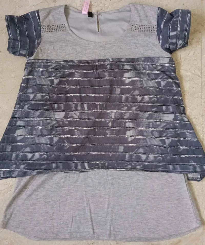 Casual Gray Tunic Top