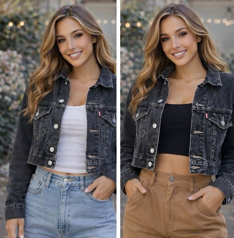 Levi’s Black Cropped Denim Jacket (S)