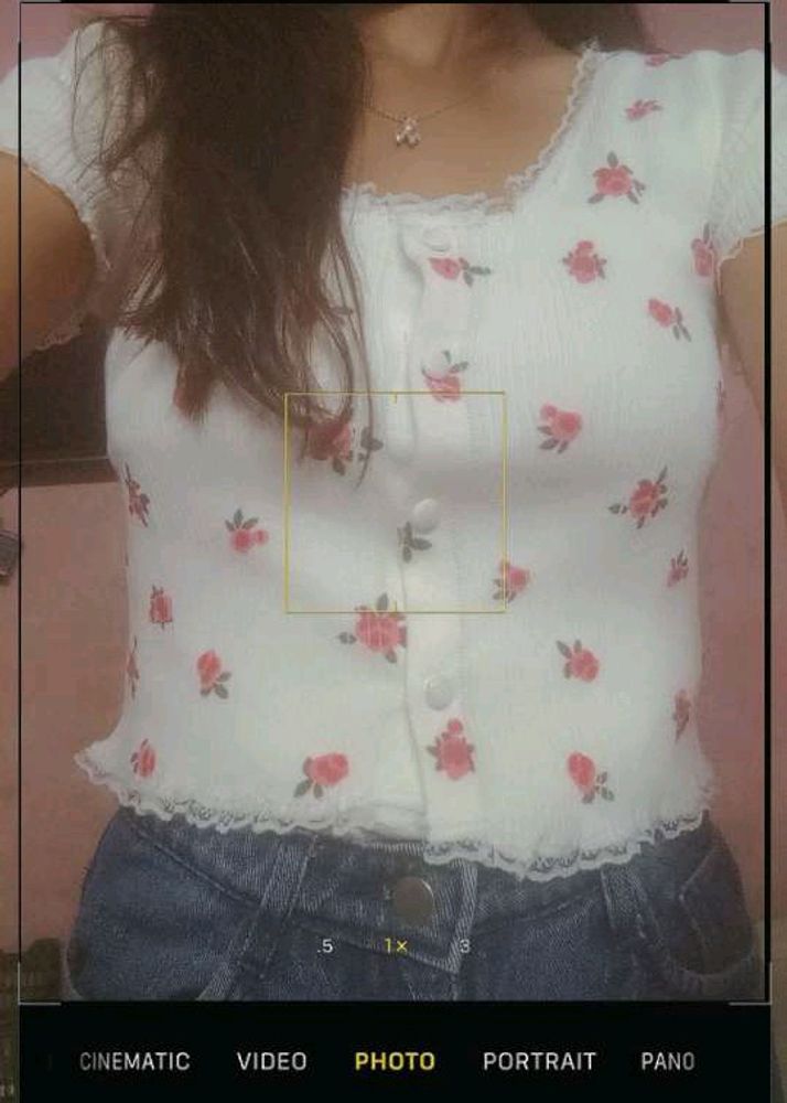 White Crop Top With beautiful Red Flower Work ❤️‍