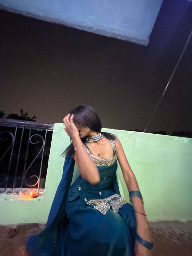 Teal Embellished Salwar Suit